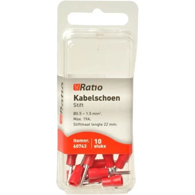 Afbeelding van Kabelschoen pen 12mm 0,5 1,5mm² 10st in blister