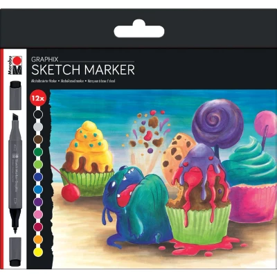 Afbeelding van Marabu Sketch Marker Graphix &quot;SUGARHOLIC&quot;, doos met 12