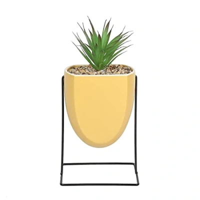 Afbeelding van Sleepdown Halo Groen Blad Oker Stand Kunstmatige Faux Plant Voor Thuiskantoor Badkamer Decor Indoor Decoratie Esthetiek