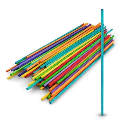 Afbeelding van Netuno 100 x kleurrijke houten stokjes, rond, ijsstaafjes, 15 cm, ijsstokjes van hout, voor knutselen, decoratie, knutselstokjes