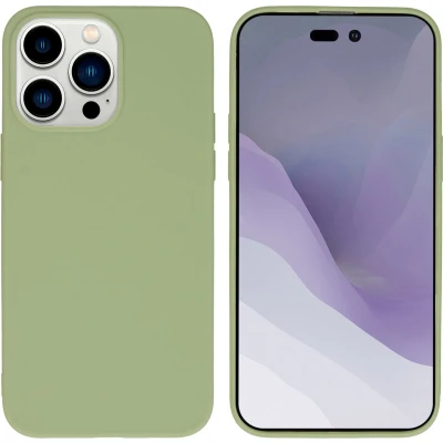 Afbeelding van iMoshion hoesje Geschikt voor iPhone 14 Pro Max Siliconen Design Groen / Floral Green