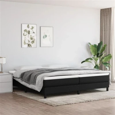Image de vidaXL Lit à sommier tapissier avec matelas Noir 200x200 cm Tissu