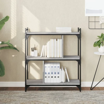 Afbeelding van Boekenkast 3 laags 76x32x88 cm bewerkt hout grijs sonoma