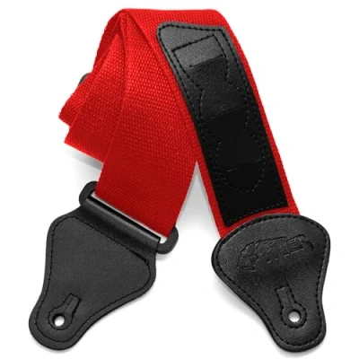 Image de TIGER STP2 RD Sangle de guitare en nylon pour guitares acoustiques, classiques, électriques et basses Rouge, Taille unique