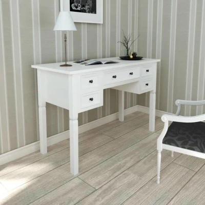Afbeelding van Schrijftafel met 5 lades wit