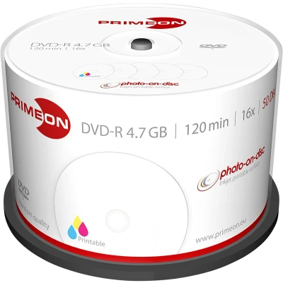 Afbeelding van Primeon 2761206 DVD R disc 4.7 GB 50 stuk(s) Spindel Bedrukbaar