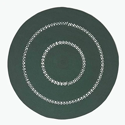 Afbeelding van Homescapes Gevlochten Rond Gehaakt Vloerkleed Groen, 120 cm
