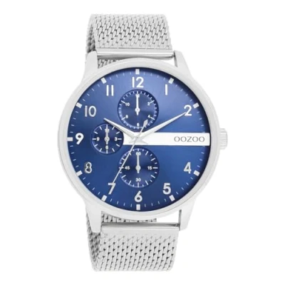 Afbeelding van zilverkleurige OOZOO horloge met metalen mesh armband C11300