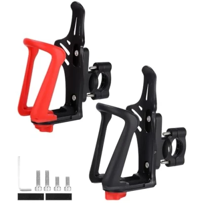 Afbeelding van Flessenhouder voor fiets, bekerhouder, motorfiets, kunststof, 360 graden draaibare houder frame en stuur, mountainbike, scooter, rolstoel, kinderwagen