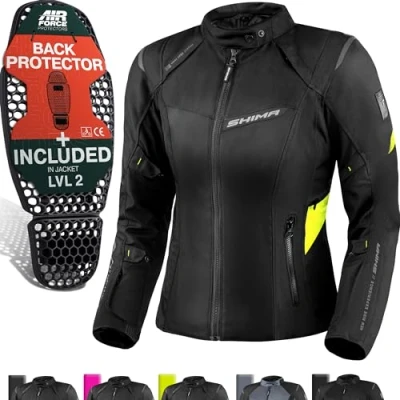 Afbeelding van SHIMA Rush 2.0 Waterproof Dames Zwart Geel Textiele Motorjas Maat M Jas