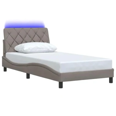 Afbeelding van vidaXL Bedframe met LED verlichting stof taupe 100x200 cm