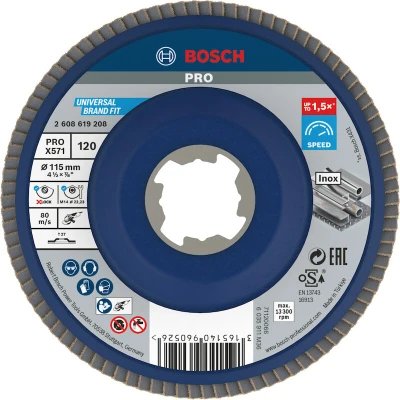 Image de BOSCH 2608619208 Disque à lamelles X LOCK X571 Best for Métal droit, plastique, 115mm, grain 120