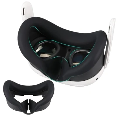 Afbeelding van Baomaeyea siliconen hoes voor Meta Quest 3 VR, VR gezicht cover compatibel met hoofdtelefoon anti zweet lightproof accessoires masker (zwart)