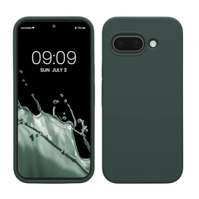 Afbeelding van kwmobile telefoonhoesje geschikt voor Google Pixel 9a Hoesje met siliconen coating Smartphone case in mosgroen