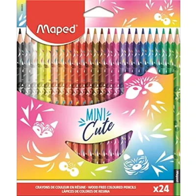 Afbeelding van Maped kleurpotloden uit de collectie Mini Cute 24 te schattige levendige kleuren en duurzame vulling zakje met decoratieve potloden 862203 meerkleurig stuks