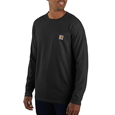 Image de Carhartt Force T Shirt Mi épais À Manches Longues avec Poche Coupe Décontractée Utilitaire de Travail Homme, Noir, XXL