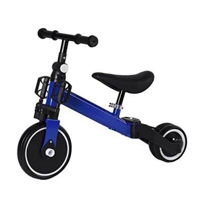 Afbeelding van 2 in 1 fiets loopfiets, driewieler, schaalbaar, voor kinderen van tot 5 jaar, aanpasbaar en moduleerbaar, met of zonder pedalen, (blauw)