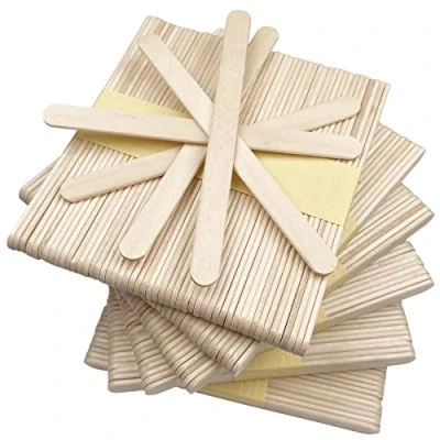 Afbeelding van Firschoie 300 stuks natuurlijke houten stokjes, 114 x 10 2 mm, ijsstokjes van hout, stok, ideaal voor het maken ijslolly&#039;s, knutselen, ijs