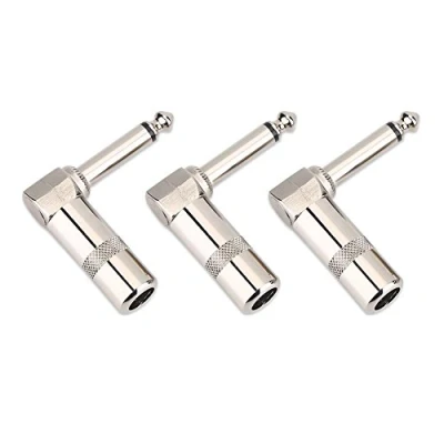Afbeelding van Dilwe 3 stuks gitaarkabelverbinders 6,3 mm type L voor audio instrument en microfoon in rechte hoek