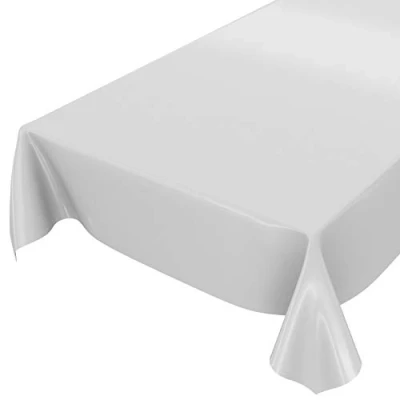 Afbeelding van Anro wasbaar tafelkleed van wasdoek, effen kleur, glanzend,met gesneden rand, lichtgrijs, 200 x 140 cm