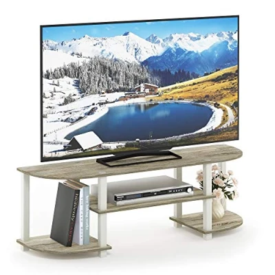 Afbeelding van Furinno Turn S Tube TV entertainmentcentrum, breed, Sonoma eiken/wit, hout, eenheidsmaat