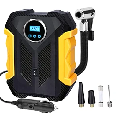 Afbeelding van Draagbare luchtcompressor, bandenpomp met ledlicht, minicompressor automatische uitschakeling, 12 V gelijkstroom, luchtcompressor voor auto , fiets andere opblaasbare banden
