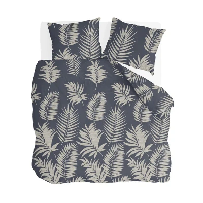 Afbeelding van Byrklund Dekbedovertrek Pretty Palm 140x220 100% Katoen Grijs / Blauw