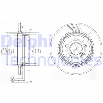 Afbeelding van DELPHI BG3758 Remschijf 300 22 5 Geventileerd Geolied Semi finished Zonder wiellager, ABS sensorring MERCEDES BENZ: E Class Saloon