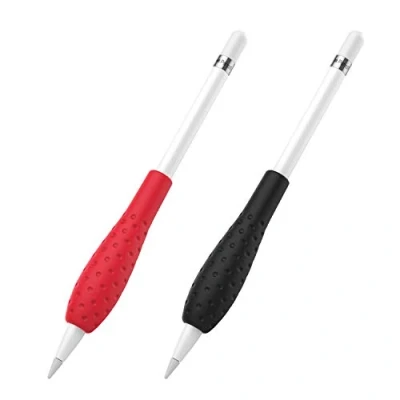 Afbeelding van MoKo Siliconen hoes voor Apple Pencil [Rolt niet af, Ergonomische Driehoekige Vorm] Zachte Beschermhoes Grip 1e / 2e generatie Zwart + Rood