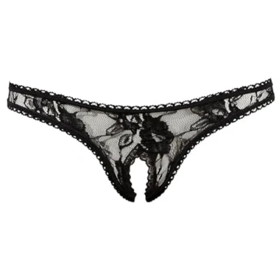 Afbeelding van Cottelli Collection Entre Jambe string, maat L, zwart