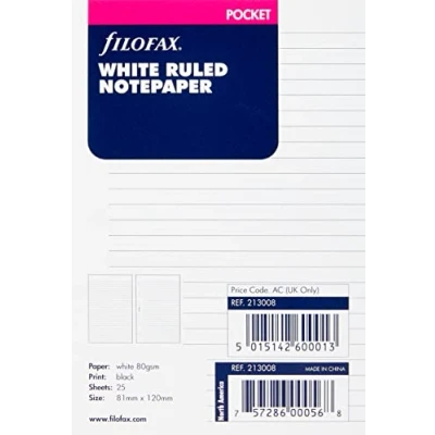 Afbeelding van FILOFAX POCKET PAPIER LIJN WIT 20 VEL 213008