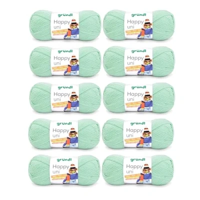 Afbeelding van Gründl Happy uni Brei en haakgaren, 100 g/m250 m, 100% polyacryl, anti pilling garen, naalddikte 4 5, 10 x g, mint