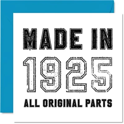 Afbeelding van verjaardagskaart 99 jaar Voor mannen en vrouwen Made in 1925 Originele onderdelen Grappige opa, oma, 145 mm x