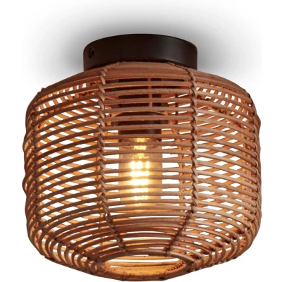 Afbeelding van GOOD&amp;MOJO Plafonniere Tanami Rotan Ø25cm Bruin