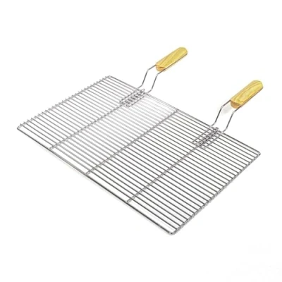 Afbeelding van Wiltec Rechthoekig grillrooster van roestvrij staal, 67 x 40 cm, met handgrepen