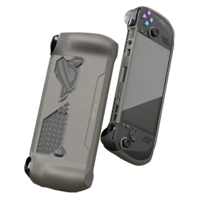 Afbeelding van Skull &amp; Co. GripCase Ally for ROG X: een zachte beschermhoes met gestructureerde handgrepen volledige bescherming en standaard, schokabsorptie antislip anti kras cover ontwerp Coyote Gray