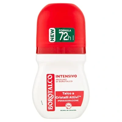 Afbeelding van Borotalco, Deodorant Roll On Intensief, formule zonder alcohol en talk met actieve kristallen, hypertranspiratie, Borotalkgeur, 72 uur werkzaamheid, 1 fles van 50 ml