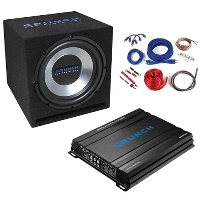 Afbeelding van Crunch CBP1000 Auto subwoofer met 30 cm subwoofer, 4 kanaals versterker en kabelset, 300 mm in de behuizing