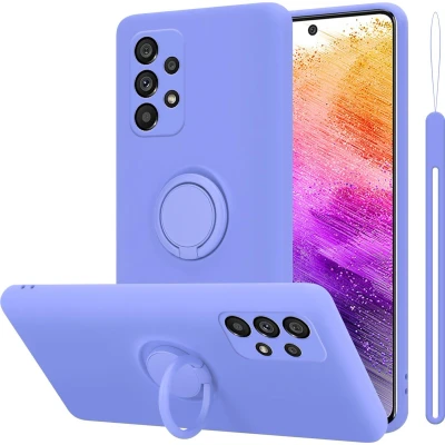 Afbeelding van Cadorabo Hoesje geschikt voor Samsung Galaxy A73 5G in LIQUID LICHT PAARS Beschermhoes van flexibel TPU silicone Case Cover met ring