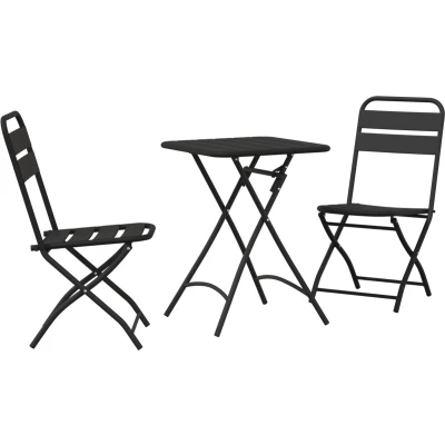 Afbeelding van vidaXL 3 delige Opvouwbare Bistro Set in Anthraciet Staal