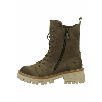 Afbeelding van Mustang Enkellaarsjes met plateauzool, Dames, Maat: 39, Erde Imitatieleer/ textiel