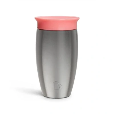 Image de Munchkin Acier Inoxydable Tasse d’Apprentissage Miracle 360, Apprentissage 360 pour Bébé, Antifuites Enfant sans BPA, Compatible Lave Vaisselle, Verre Bébé 12 mois et plus 296 ml, rose
