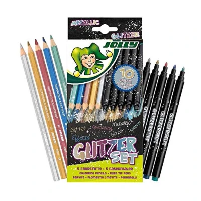 Afbeelding van Jolly Ready Glitter Go Tekenset 10 stuks