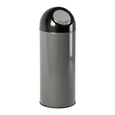 Afbeelding van Afvalbak 55ltr Pushdeksel met onderbak metallic/zwart