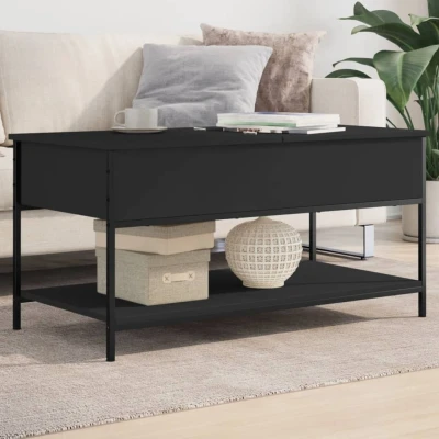 Afbeelding van Salontafel 100x50x50 cm bewerkt hout en metaal zwart