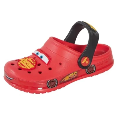 Afbeelding van Disney Sabots Cars pour garçons avec breloques Flash McQueen Sliders sangle de cheville Chaussures plage, rouge/jaune, 28 EU