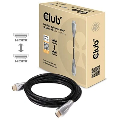 Afbeelding van club3D CAC 1310 HDMI kabel Aansluitkabel A stekker, stekker 3.00 m Zwart Gesleeved