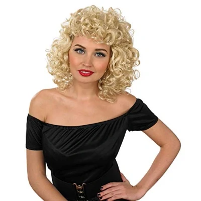 Afbeelding van Fun Shack Blonde pruik met muziek, jaren 50, Eén maat