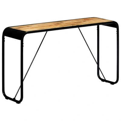 Afbeelding van Wandtafel 140x35x76 cm massief ruw mangohout