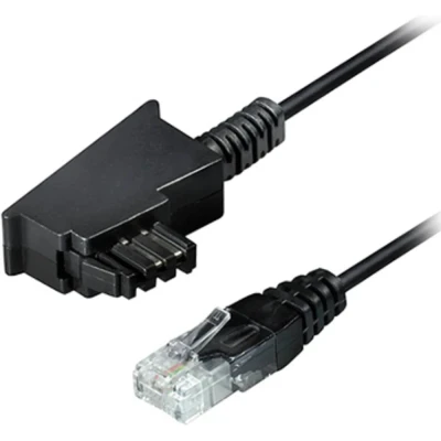 Afbeelding van Maxtrack Telefoon (analoog) Aansluitkabel [1x Telefoonstekker Duitsland (TAE F) 1x LAN (10/100 MBit/s)] 15 m Zwart